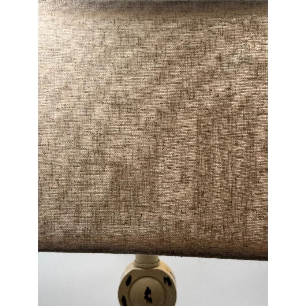 Nautical Anchor Table Lamp Distressed Cream Coastal Decor Burlap Shade